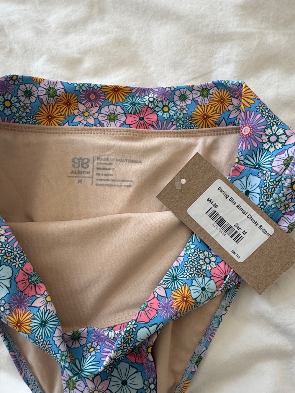Albion Floral High-Cut Bikini Bottoms in Blue and Pink - Picture 2 of 4